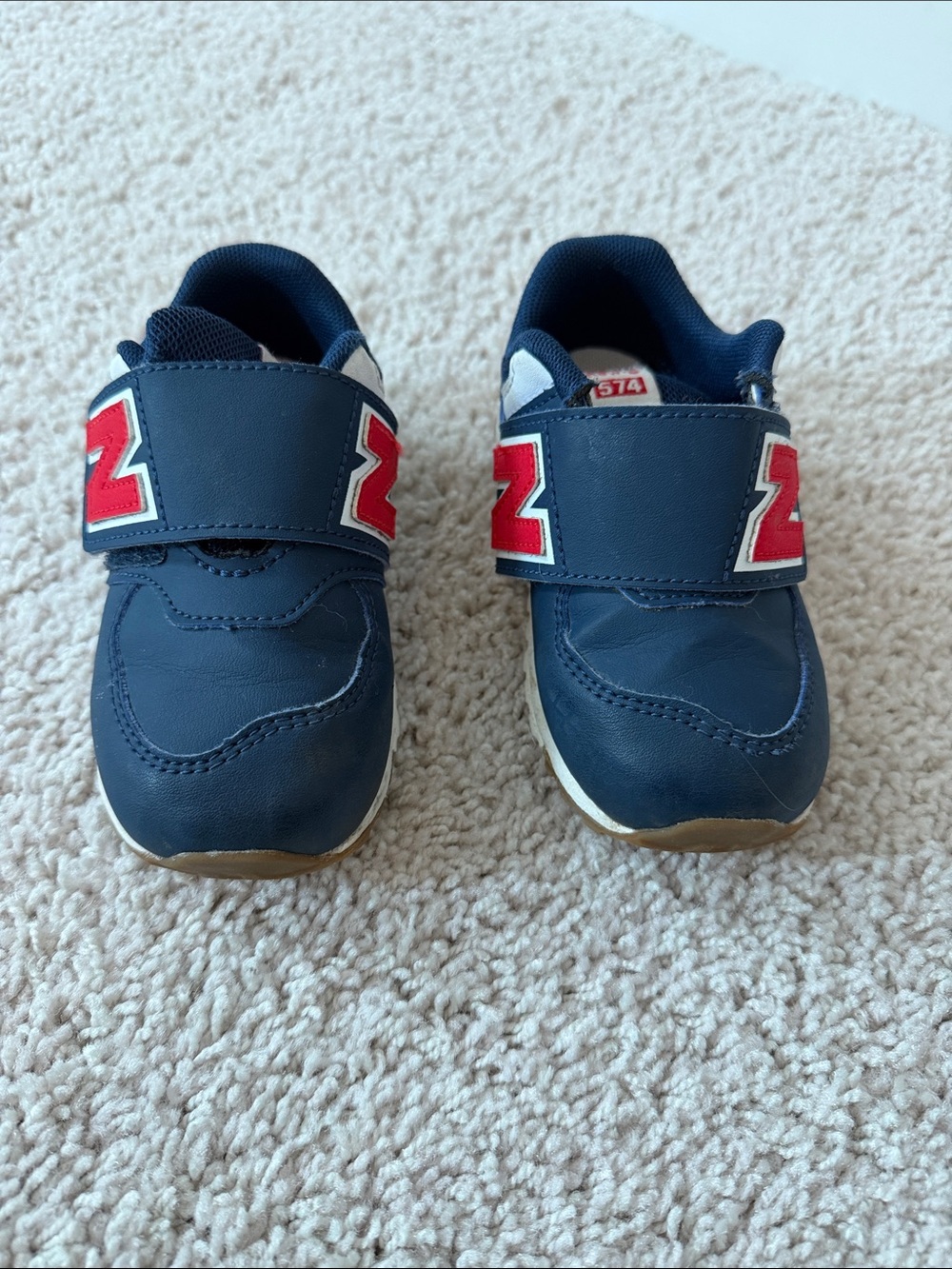 New Balance Navy Kids Sneakers with Red 'N' Accent